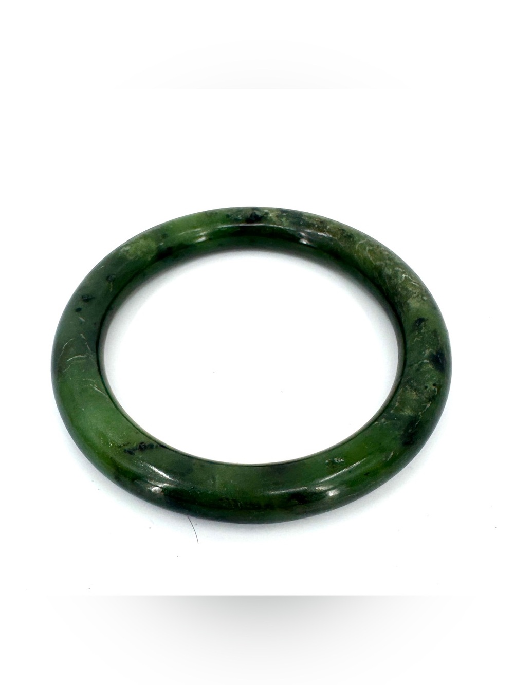 Vintage Spinach Green Nephrite Jade Bangle Bracelet
